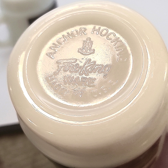 Vintage Anchor Hocking Fire King Striped Stacking Coffee Cups 2 Count - Picture 7 of 7